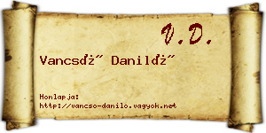 Vancsó Daniló névjegykártya